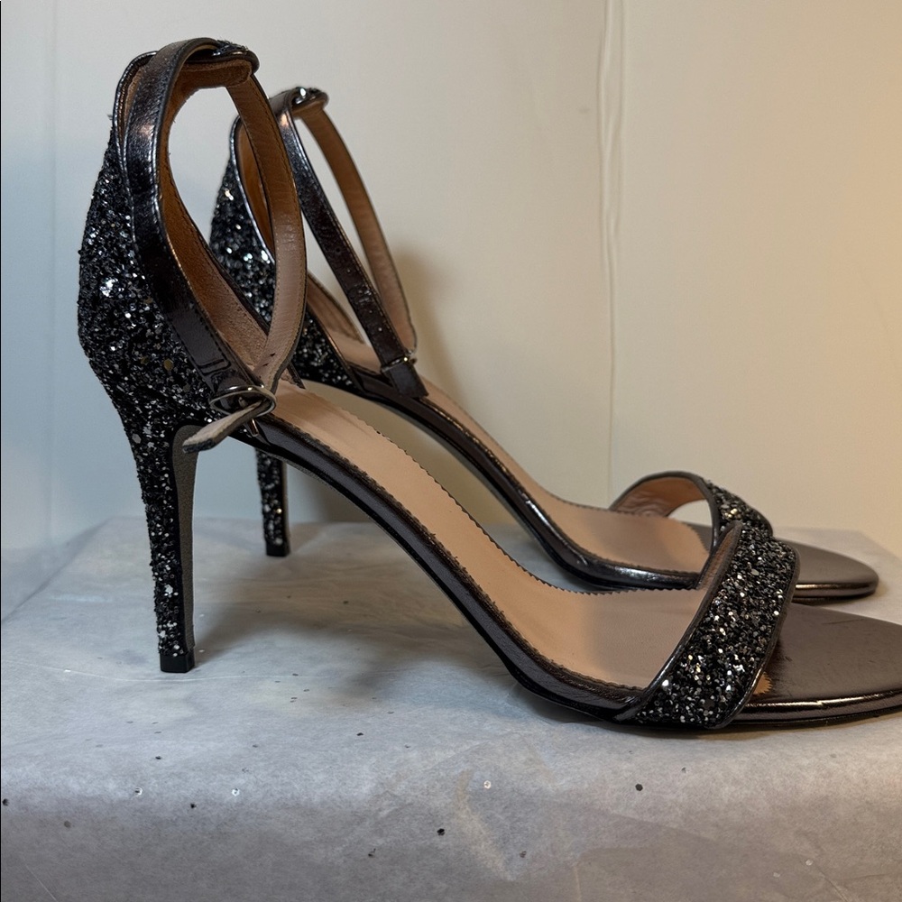 J. Crew Women's Black Glitter Heels